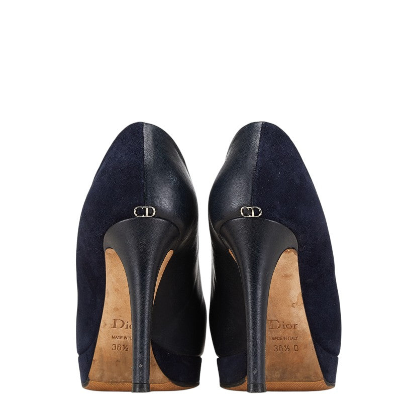 ディオール ハイヒール オープントゥ パンプス サイズ:36 1/2 ブラック レザー レディース Dior 【中古】