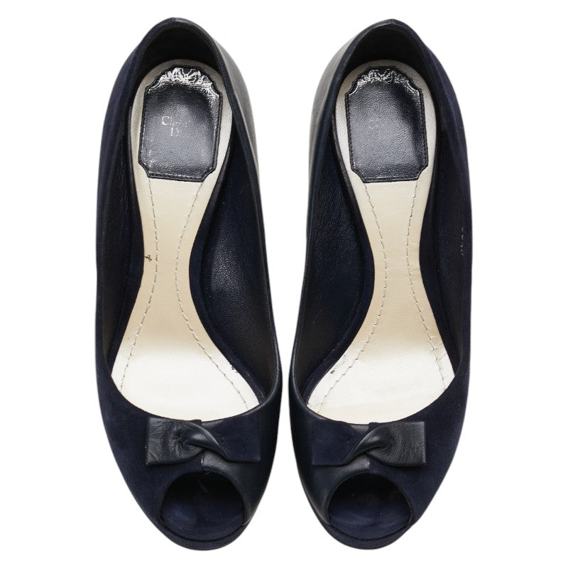 ディオール ハイヒール オープントゥ パンプス サイズ:36 1/2 ブラック レザー レディース Dior 【中古】