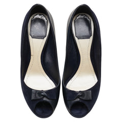ディオール ハイヒール オープントゥ パンプス サイズ:36 1/2 ブラック レザー レディース Dior 【中古】