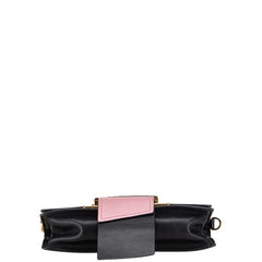 プラダ ロゴ ショルダーバッグ ピンク ブラック グレー レザー レディース PRADA 【中古】