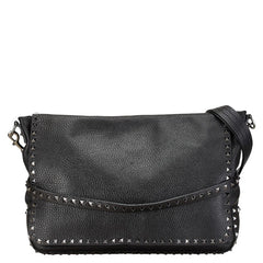 ヴァレンティノ ロックスタッズ 斜め掛け ショルダーバッグ ブラック レザー レディース VALENTINO 【中古】