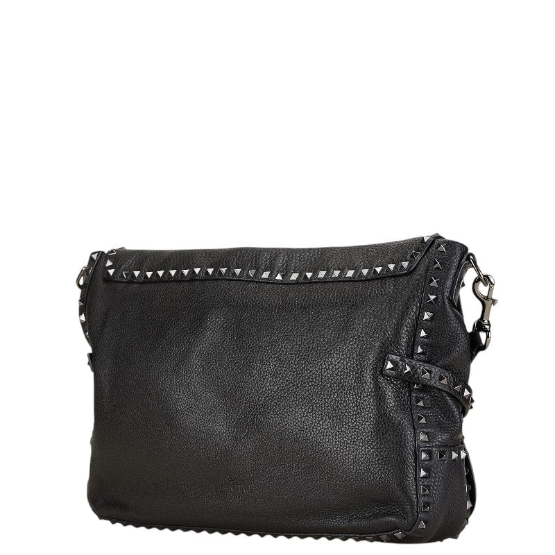 ヴァレンティノ ロックスタッズ 斜め掛け ショルダーバッグ ブラック レザー レディース VALENTINO 【中古】