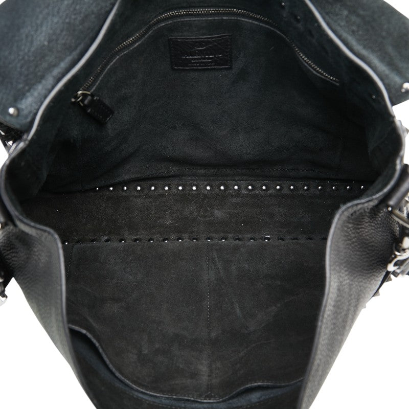 ヴァレンティノ ロックスタッズ 斜め掛け ショルダーバッグ ブラック レザー レディース VALENTINO 【中古】