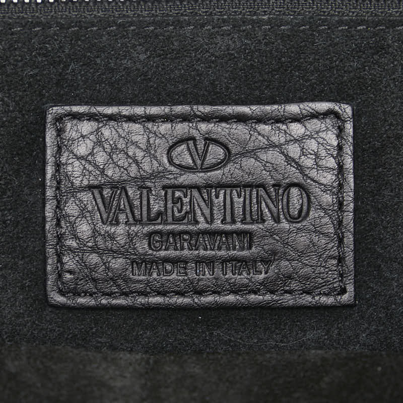 ヴァレンティノ ロックスタッズ 斜め掛け ショルダーバッグ ブラック レザー レディース VALENTINO 【中古】