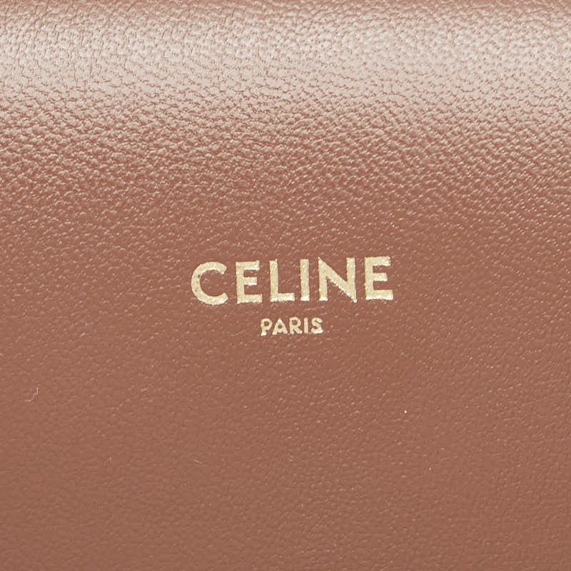 セリーヌ 斜め掛け ショルダーポーチ サングラスケース ブラウン レザー レディース CELINE 【中古】