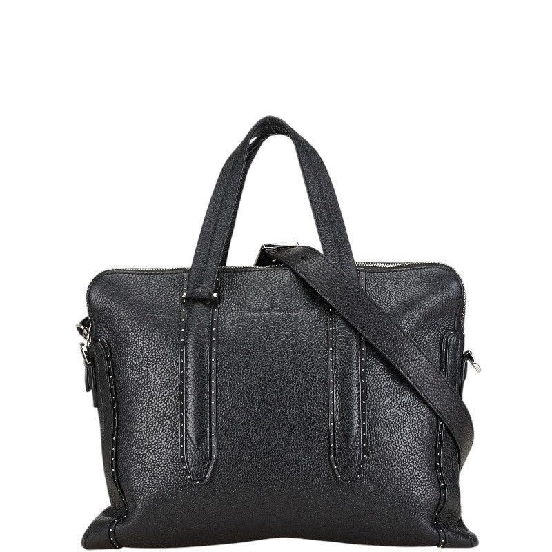 サルヴァトーレフェラガモ スタッズ ビジネスバッグ ショルダーバッグ 2WAY FZ-24 0969 ブラック レザー レディース Salvatore Ferragamo 【中古】