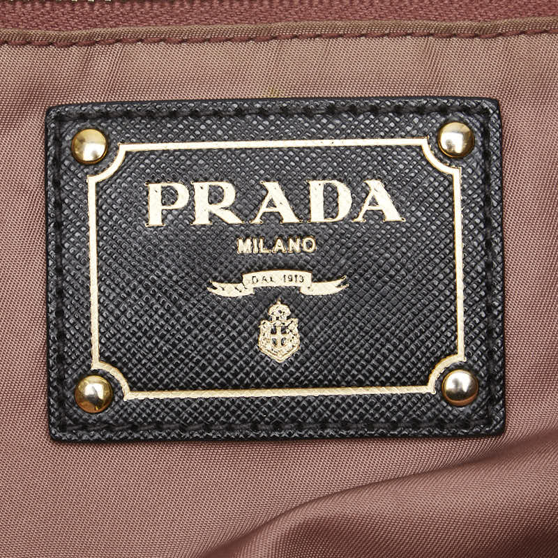プラダ トートバッグ ハンドバッグ ブラック ナイロン レザー レディース PRADA 【中古】
