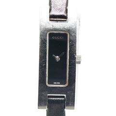 グッチ 腕時計 3900L クオーツ ブラック文字盤 ステンレススチール レザー レディース GUCCI 【中古】