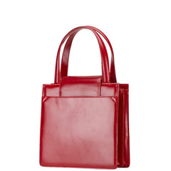 ブルガリ ブルガリブルガリ スクエア ハンドバッグ トートバッグ レッド レザー レディース BVLGARI 【中古】