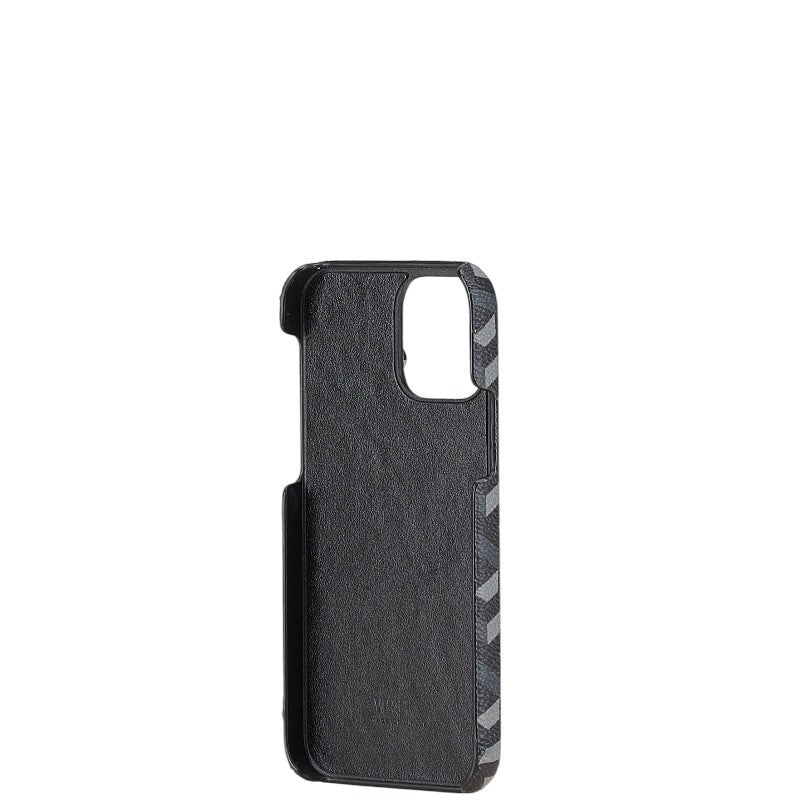 ヴェルサーチェ La Greca iPhone 12 専用ケース スマホケース ブラック グレー レザー レディース VERSACE 【中古】