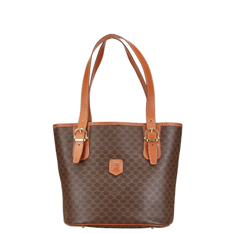 セリーヌ マカダム ハンドバッグ トートバッグ ブラウン PVC レザー レディース CELINE 【中古】