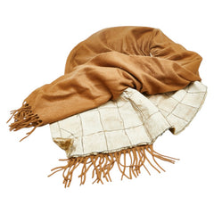 フェンディ フリンジ マフラー ブラウン カシミヤ ファー レディース FENDI 【中古】