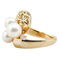 タサキ K18YG イエローゴールド アコヤパール5.8～6.8mm ダイヤ0.02ct リング 指輪 レディース TASAKI 11号 【中古】