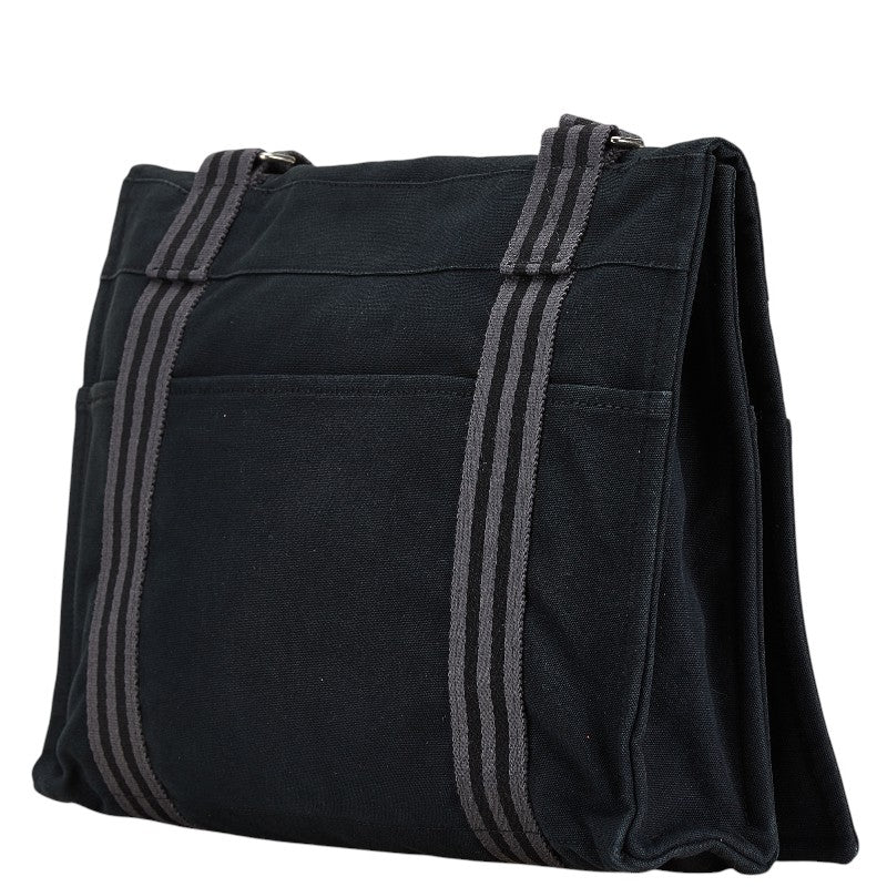 エルメス フールトゥ バサスMM ショルダーバッグ ブラック グレー キャンバス レディース HERMES 【中古】