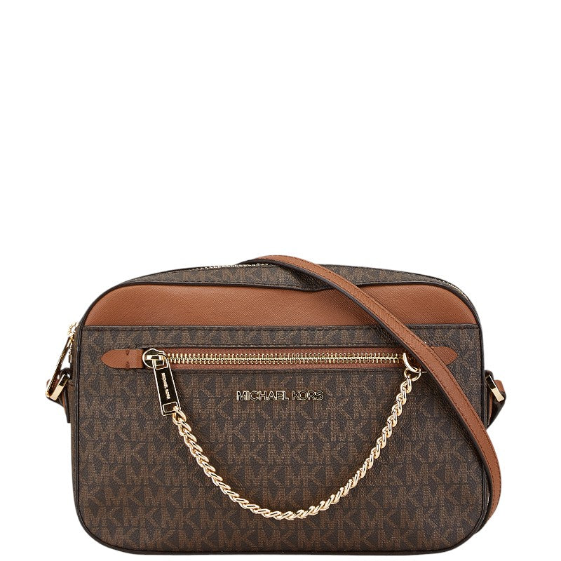 マイケルコース シグネチャー 斜め掛け ショルダーバッグ 35S1GTTC9B ブラウン PVC レザー レディース Michael Kors 【中古】