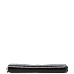 トリーバーチ ロゴ金具 ラウンドファスナー 長財布 ブラック エナメル レディース Tory Burch 【中古】