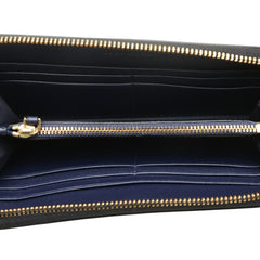 トリーバーチ ロゴ金具 ラウンドファスナー 長財布 ブラック エナメル レディース Tory Burch 【中古】