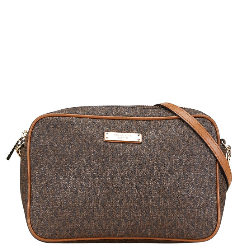 マイケルコース MKシグネチャー ショルダーバッグ ブラウン PVC レザー レディース Michael Kors 【中古】