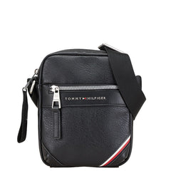 トミーヒルフィガー 1985 PU MINI REPORTER ミニリポーター 斜め掛け ショルダーバッグ ポシェット ブラック レザー メンズ TOMMY HILFIGER 【中古】