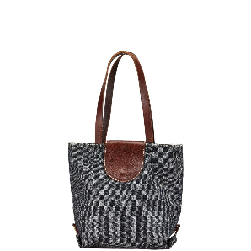 ハンティングワールド トートバッグ ショルダーバッグ ネイビー ブラウン キャンバス レザー レディース HUNTING WORLD 【中古】