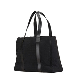 ブルガリ ロゴマニア トートバッグ ハンドバッグ ブラック キャンバス レザー レディース BVLGARI 【中古】