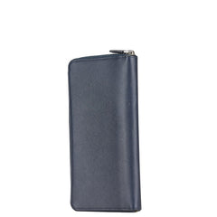 プラダ サフィアーノ ラウンドファスナー 長財布 トラベルオーガナイザー ダブルジップ 2ML220 ネイビー レザー メンズ PRADA 【中古】