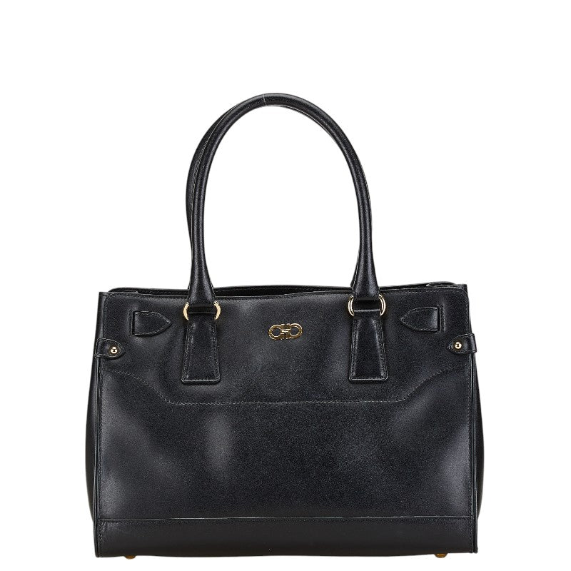 サルヴァトーレフェラガモ ガンチーニ ハンドバッグ ブラック レザー レディース Salvatore Ferragamo 【中古】