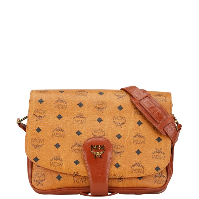 エム シー エム ヴィセトス ロゴグラム ショルダーバッグ ブラウン PVC レザー レディース MCM 【中古】
