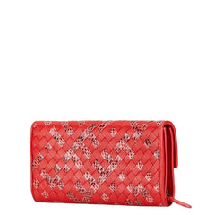 ボッテガヴェネタ イントレチャート 長財布 レッド レザー パイソン レディース BOTTEGAVENETA 【中古】