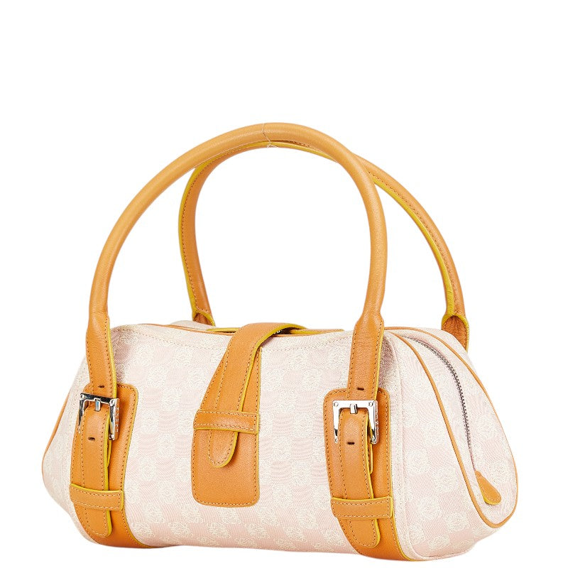 ロエベ アナグラム センダ ハンドバッグ ピンク ブラウン キャンバス レザー レディース LOEWE 【中古】