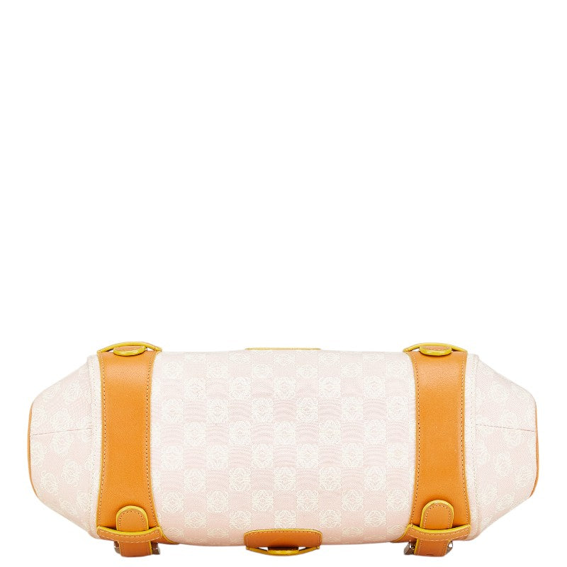 ロエベ アナグラム センダ ハンドバッグ ピンク ブラウン キャンバス レザー レディース LOEWE 【中古】