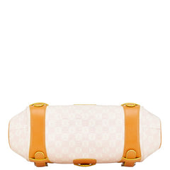 ロエベ アナグラム センダ ハンドバッグ ピンク ブラウン キャンバス レザー レディース LOEWE 【中古】