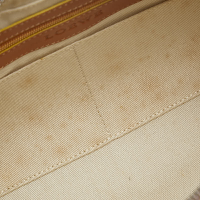 ロエベ アナグラム センダ ハンドバッグ ピンク ブラウン キャンバス レザー レディース LOEWE 【中古】