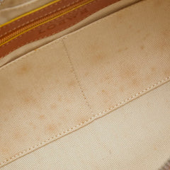 ロエベ アナグラム センダ ハンドバッグ ピンク ブラウン キャンバス レザー レディース LOEWE 【中古】
