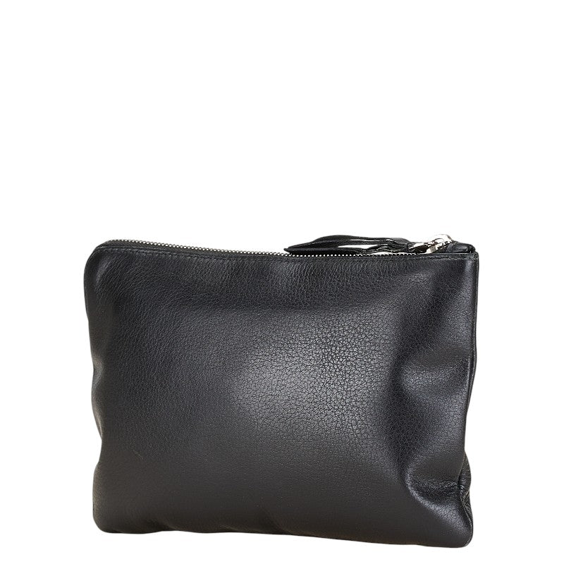 バレンシアガ ロゴプリント EVERYDAY エブリデイ M ポーチ 化粧ポーチ 492465 ブラック レザー レディース BALENCIAGA 【中古】