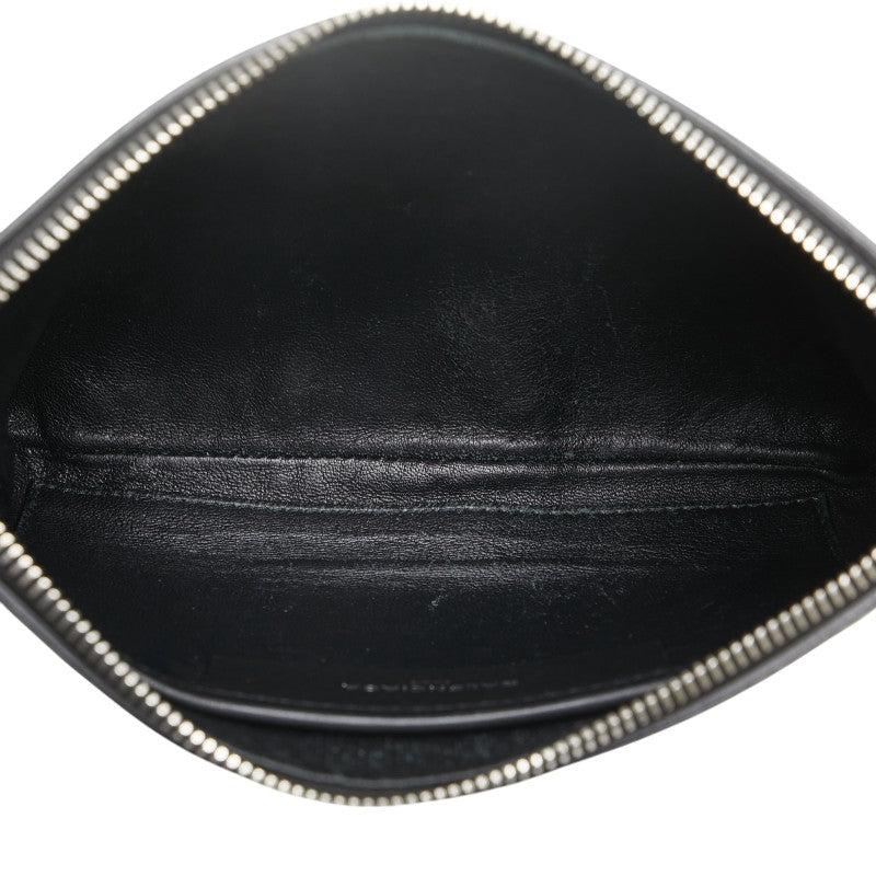バレンシアガ ロゴプリント EVERYDAY エブリデイ M ポーチ 化粧ポーチ 492465 ブラック レザー レディース BALENCIAGA 【中古】