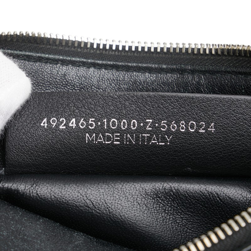 バレンシアガ ロゴプリント EVERYDAY エブリデイ M ポーチ 化粧ポーチ 492465 ブラック レザー レディース BALENCIAGA 【中古】
