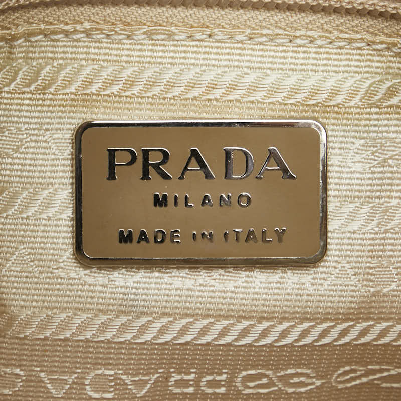 プラダ チェーン ショルダーバッグ B4590 ベージュ リノ レザー ナイロン レディース PRADA 【中古】