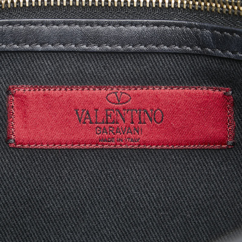 ヴァレンティノ スタッズ チェーン ショルダーバッグ ブラック レザー レディース VALENTINO 【中古】