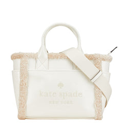 ケイトスペード ロゴ ハンドバッグ ショルダーバッグ 2WAY ホワイト フェイクファー ポリウレタン レザー レディース Kate Spade 【中古】