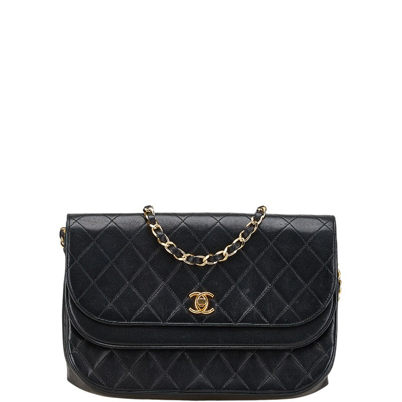 シャネル マトラッセ ココマーク チェーン ショルダーバッグ ブラック ラムスキン レディース CHANEL 【中古】