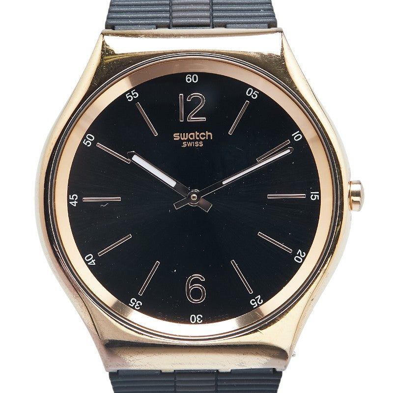 スウォッチ BIENNE BY NIGHT 腕時計 SS07G102 クオーツ ブラック文字盤 ステンレススチール ラバー メンズ Swatch 【中古】
