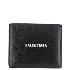 バレンシアガ ロゴ 二つ折り財布 ブラック レザー レディース BALENCIAGA 【中古】
