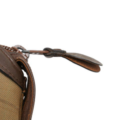 バーバリー チェック クラッチバッグ セカンドバッグ カーキ ブラウン キャンバス レザー レディース BURBERRY 【中古】