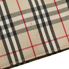 バーバリー ノバチェック トートバッグ ベージュ ブラック キャンバス レザー レディース BURBERRY 【中古】