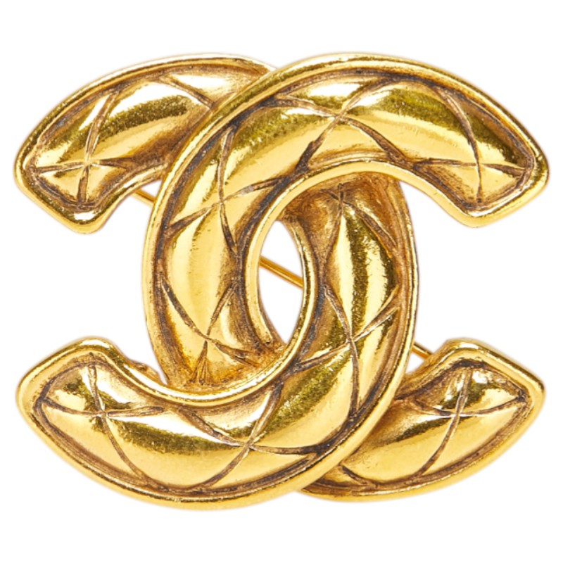 シャネル ヴィンテージ マトラッセ ココマーク ブローチ ゴールド メッキ レディース CHANEL 【中古】