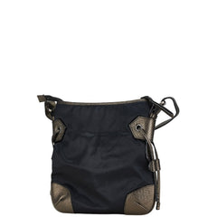 バーバリー 斜め掛け ショルダーバッグ ブラック カーキ ナイロン レザー レディース BURBERRY 【中古】