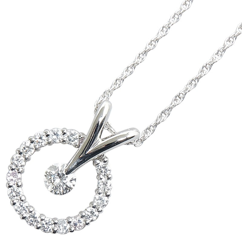 Pt900 プラチナ Pt850 プラチナ ダイヤ0.25ct ダイヤ0.45ct ラウンド サークル モチーフ ネックレス レディース 【中古】