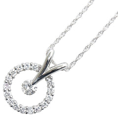 Pt900 プラチナ Pt850 プラチナ ダイヤ0.25ct ダイヤ0.45ct ラウンド サークル モチーフ ネックレス レディース 【中古】