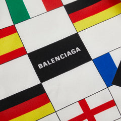 バレンシアガ ロゴ 国旗 スカーフ ホワイト マルチカラー シルク レディース BALENCIAGA 【中古】
